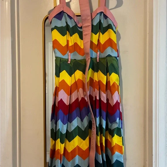 Collectif Multicolor Chevron Midi Dress - Picture 2 of 7